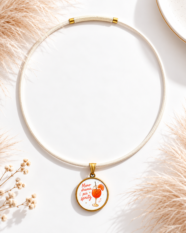 Collana con charm “Meno dramma più spritz”
