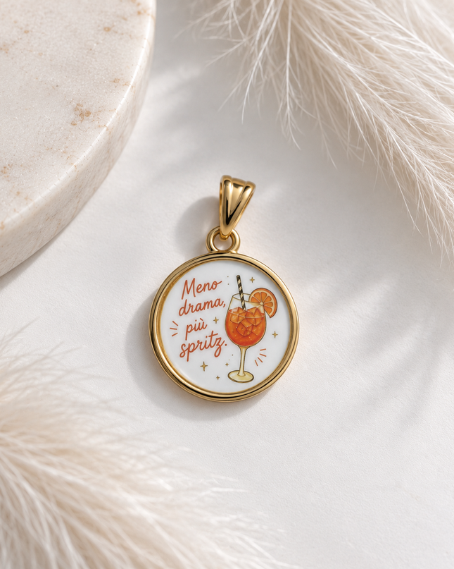Collana con charm “Meno dramma più spritz”