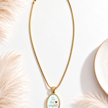 Collana con charm “Tu mi completi”