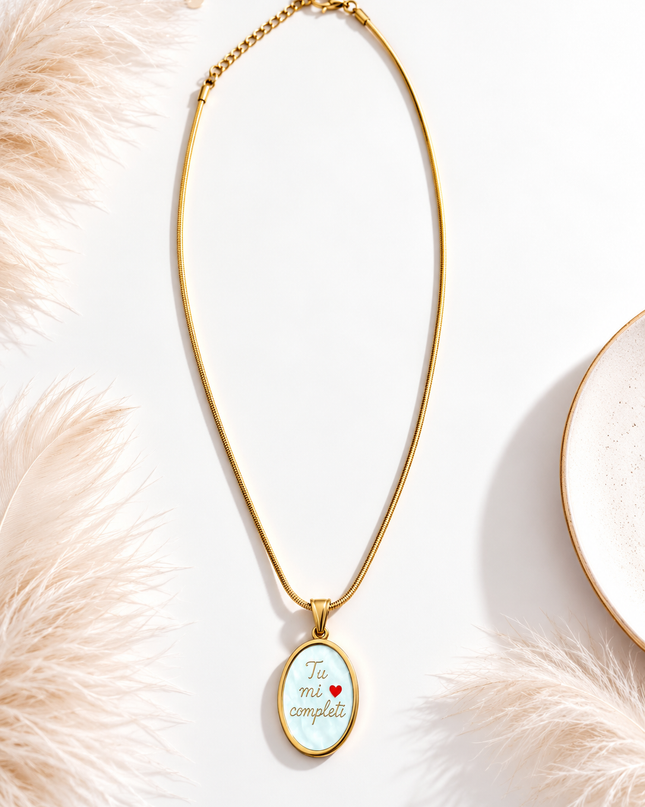 Collana con charm “Tu mi completi”