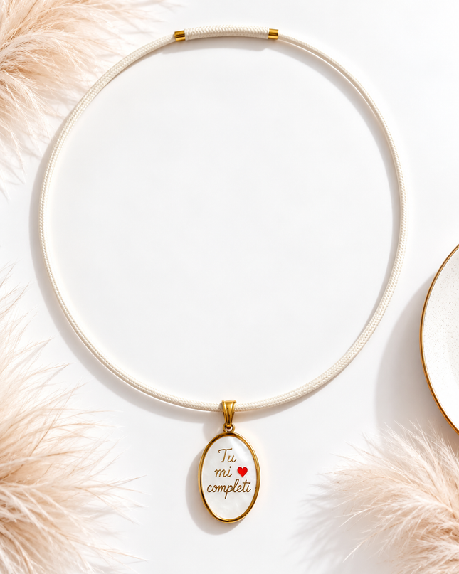 Collana con charm “Tu mi completi”