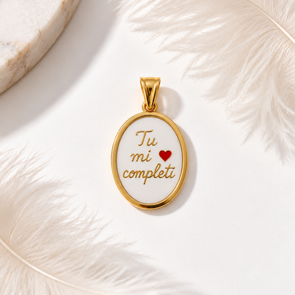Collana con charm “Tu mi completi”
