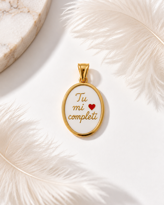 Collana con charm “Tu mi completi”